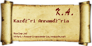 Kazári Annamária névjegykártya